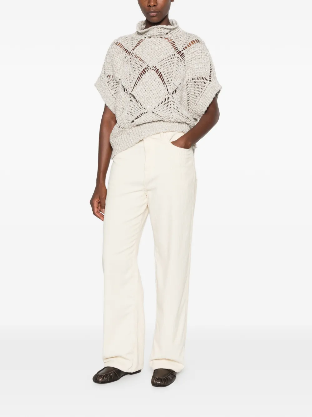 Antonelli Lorena open-knit sweater Beige