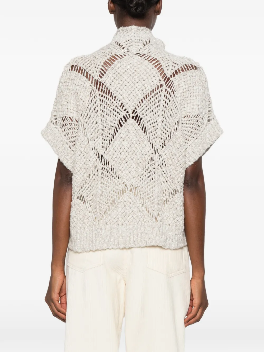 Antonelli Lorena open-knit sweater Beige