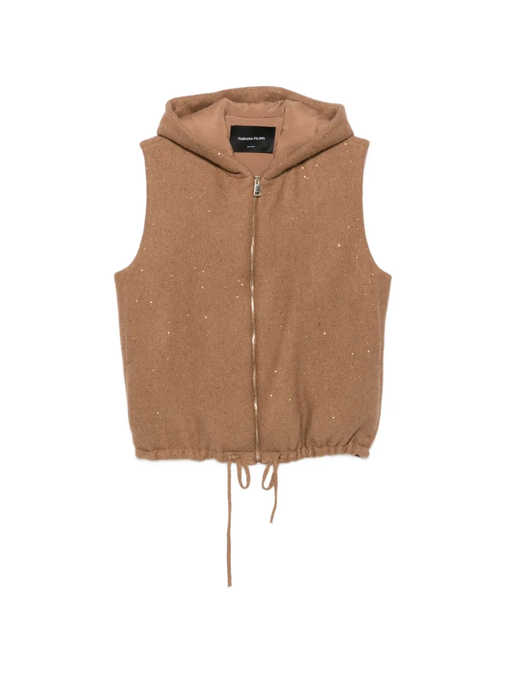 Fabiana Filippi sequin-embellished hooded gilet Bruin