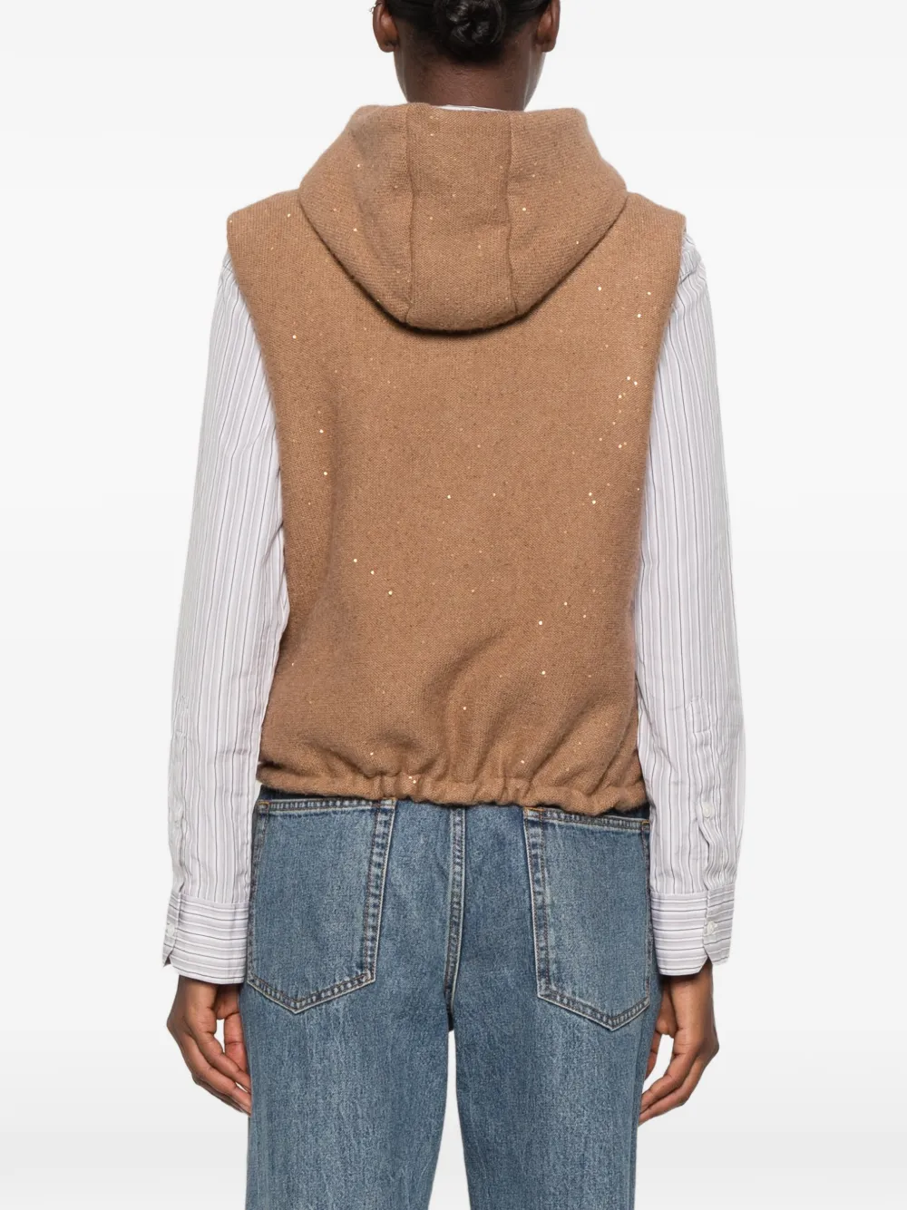 Fabiana Filippi sequin-embellished hooded gilet Bruin