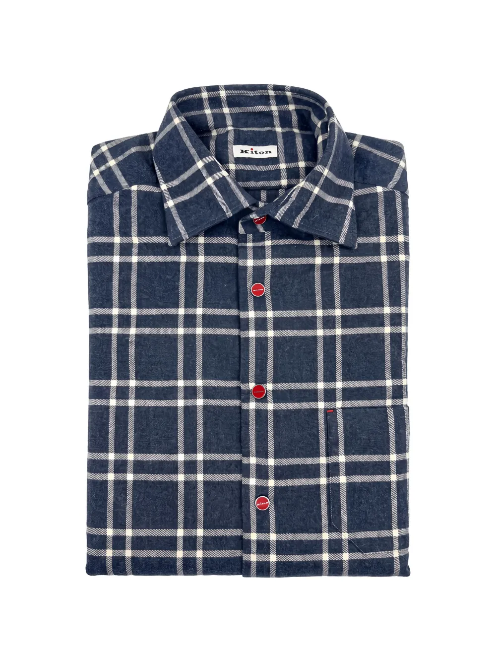 Kiton check-pattern button-down shirt Blauw