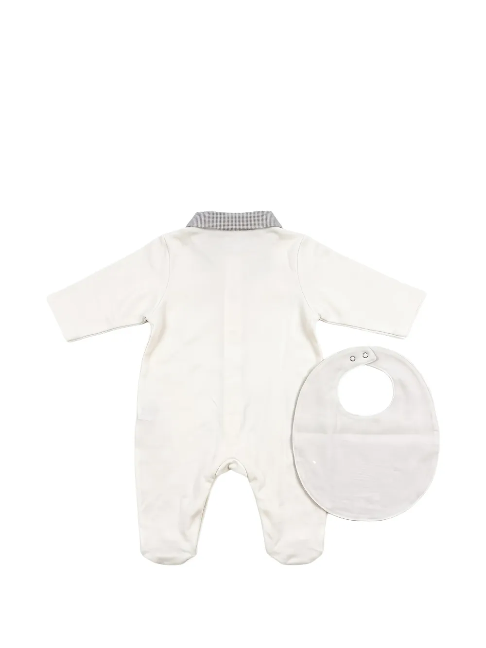 TEDDY & MINOU check-patterned collared babygrow set Wit