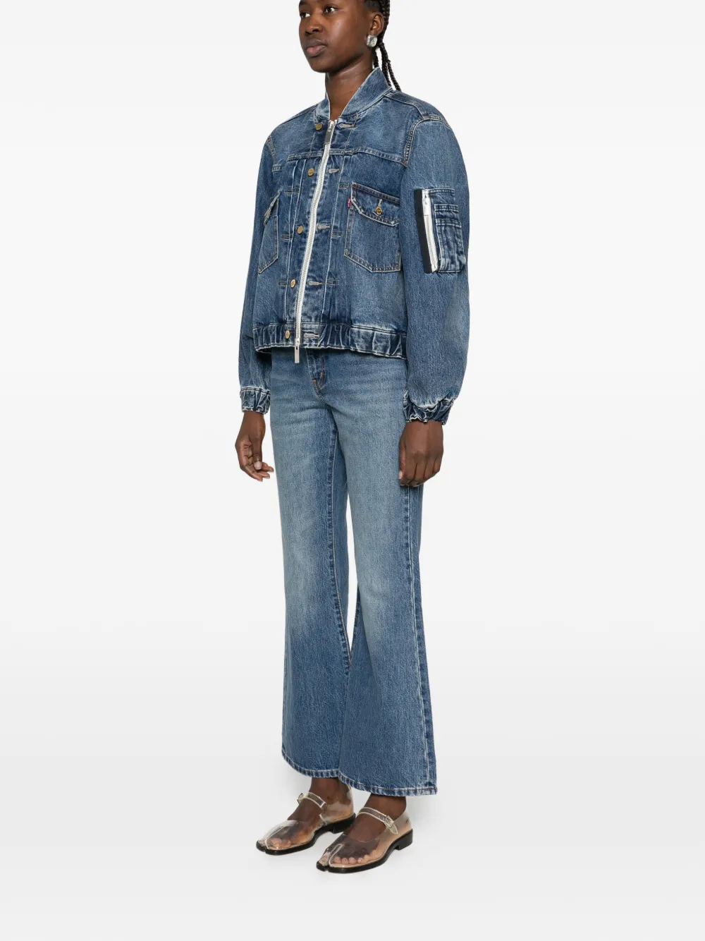 sacai x Levi's hybrid zip-fastening denim jacket Blauw