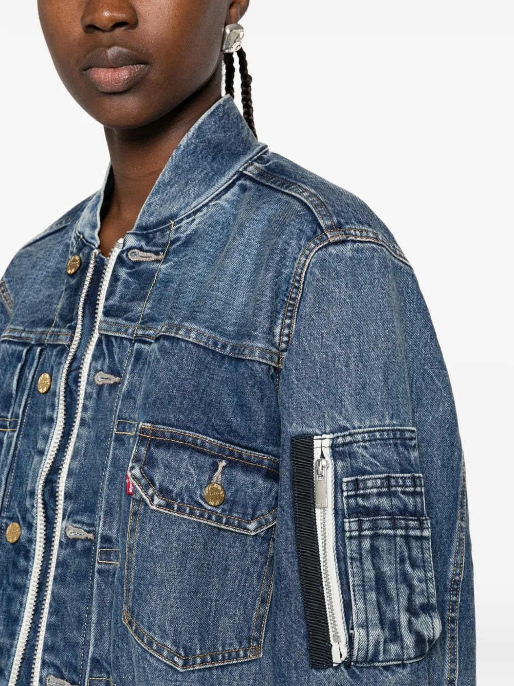 sacai x Levi's hybrid zip-fastening denim jacket Blauw