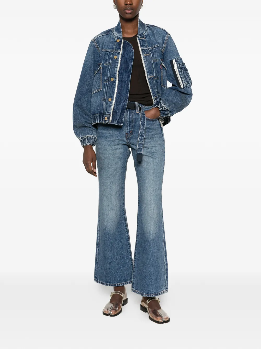 sacai x Levi's belted flared jeans Blauw