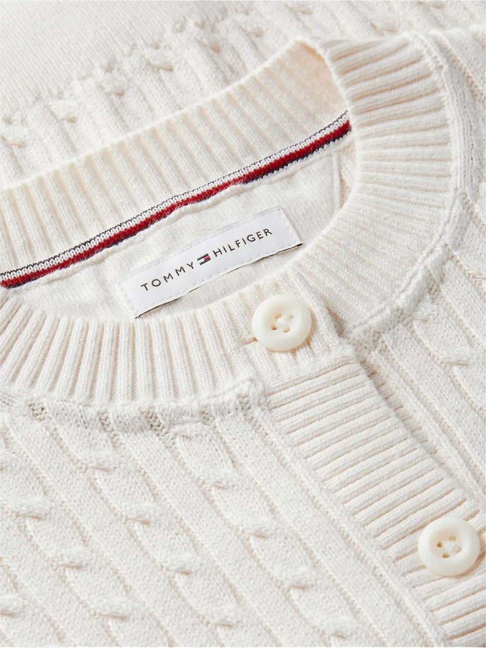 Tommy Hilfiger Junior cable-knit cotton cardigan Wit