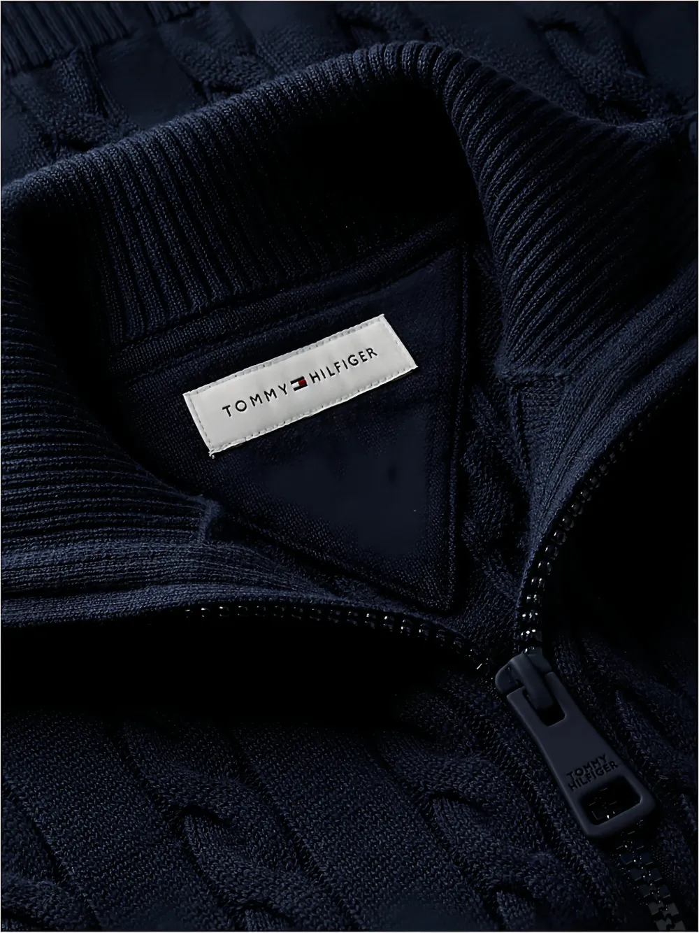 Tommy Hilfiger Junior cable-knit zip-up cardigan Blauw
