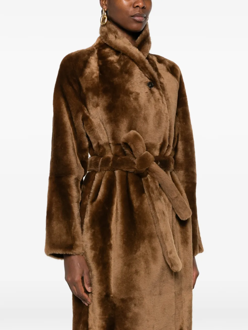 Yves Salomon belted reversible shearling coat Bruin