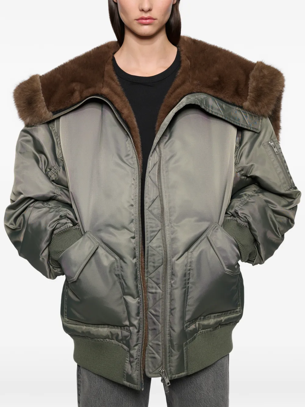 STAND STUDIO Bobbie faux-fur collar jacket - Grün