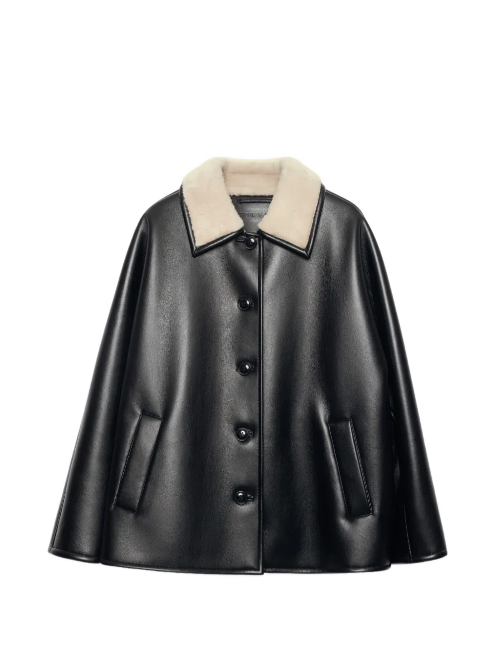 STAND STUDIO Leyla faux-shearling collar jacket Zwart