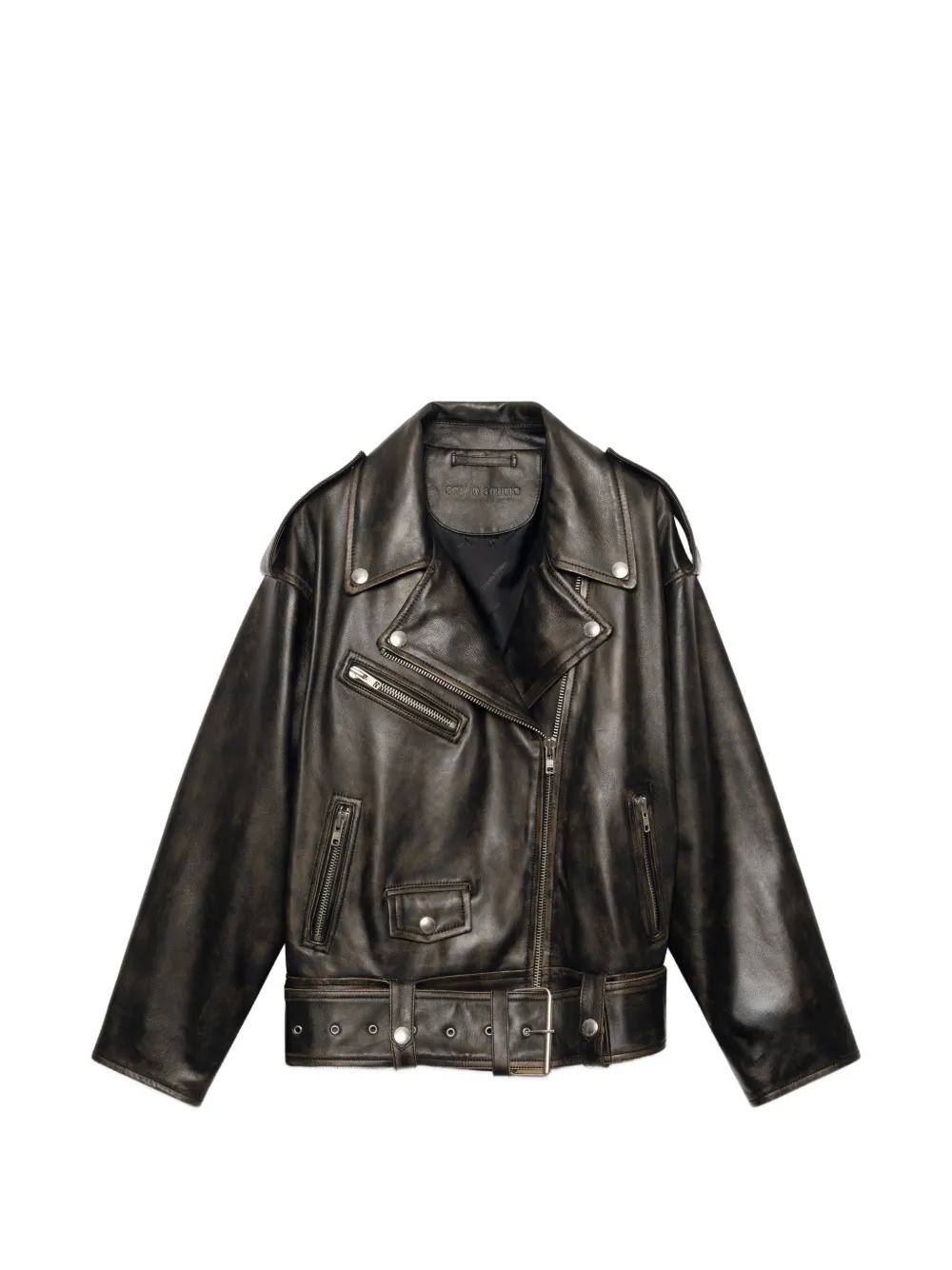 STAND STUDIO Isobelle leather biker jacket Zwart