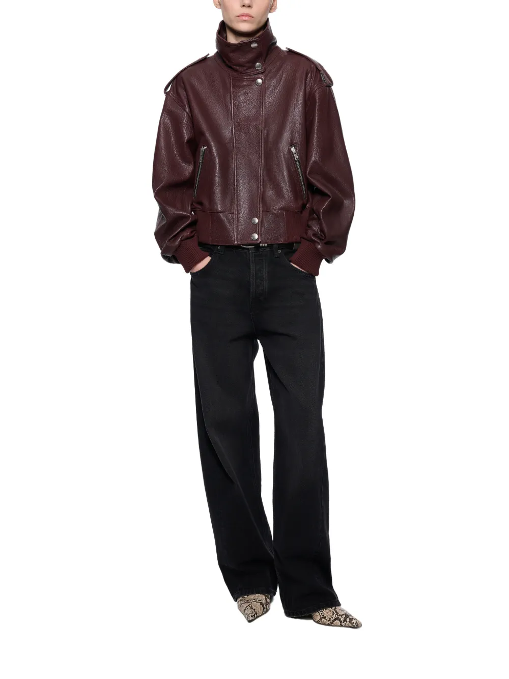 STAND STUDIO Ciara leather jacket Rood