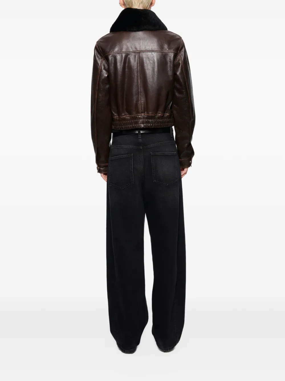 STAND STUDIO Dee cropped leather jacket Bruin