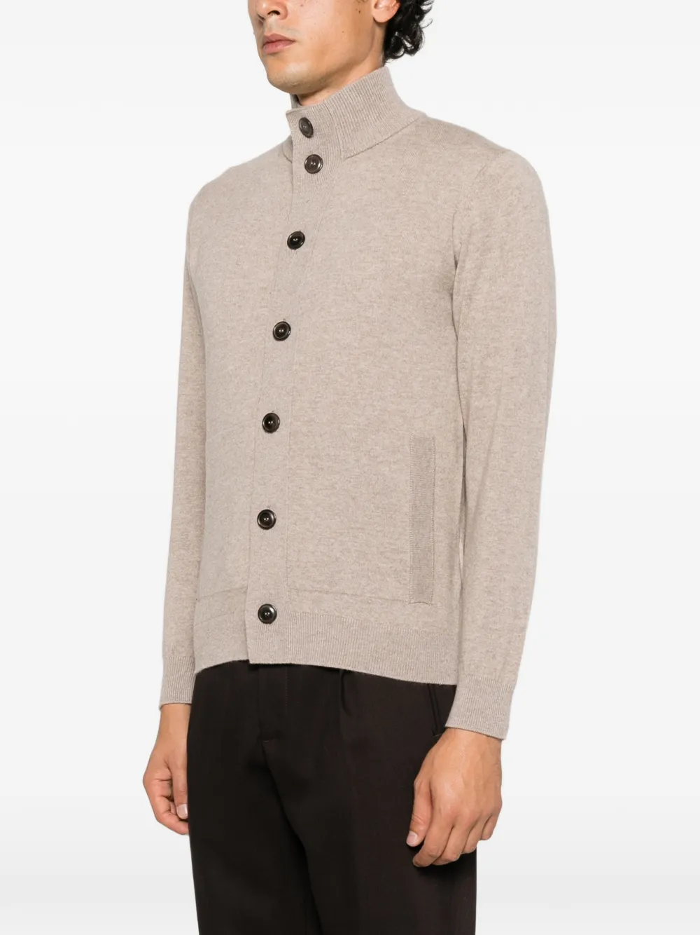 Filippo De Laurentiis Vest met knoopsluiting en hoge hals Beige