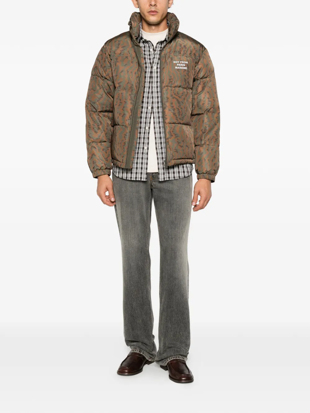 Drôle De Monsieur tiger-print padded jacket Bruin