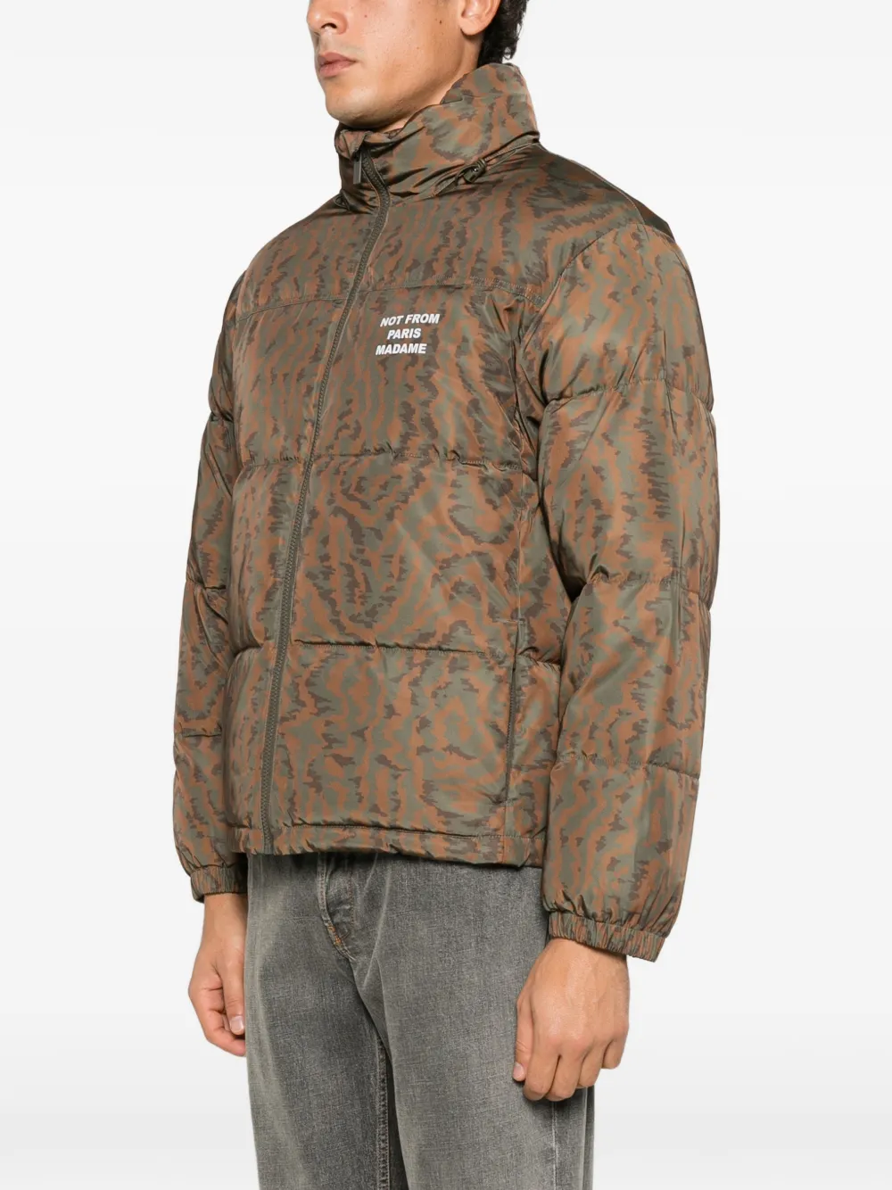 Drôle De Monsieur tiger-print padded jacket Bruin