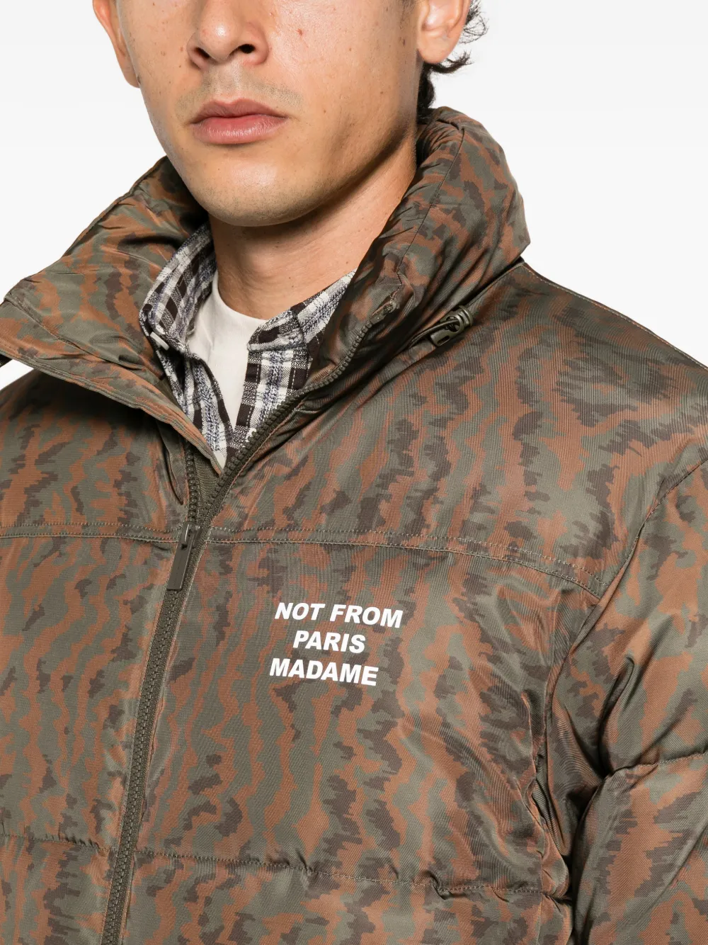 Drôle De Monsieur tiger-print padded jacket Bruin