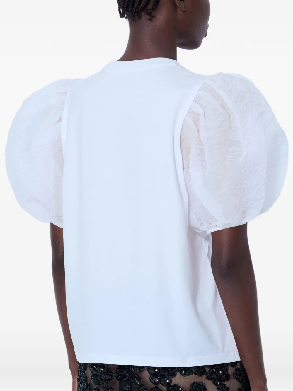 Cecilie Bahnsen Ben sheer-puff-sleeve T-shirt Wit