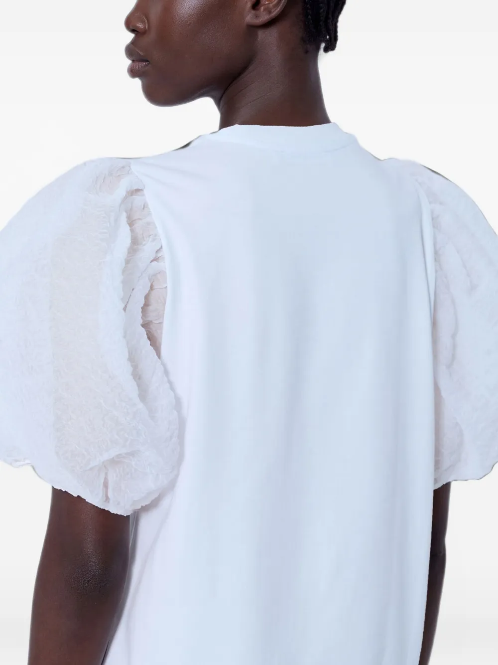 Cecilie Bahnsen Ben sheer-puff-sleeve T-shirt Wit