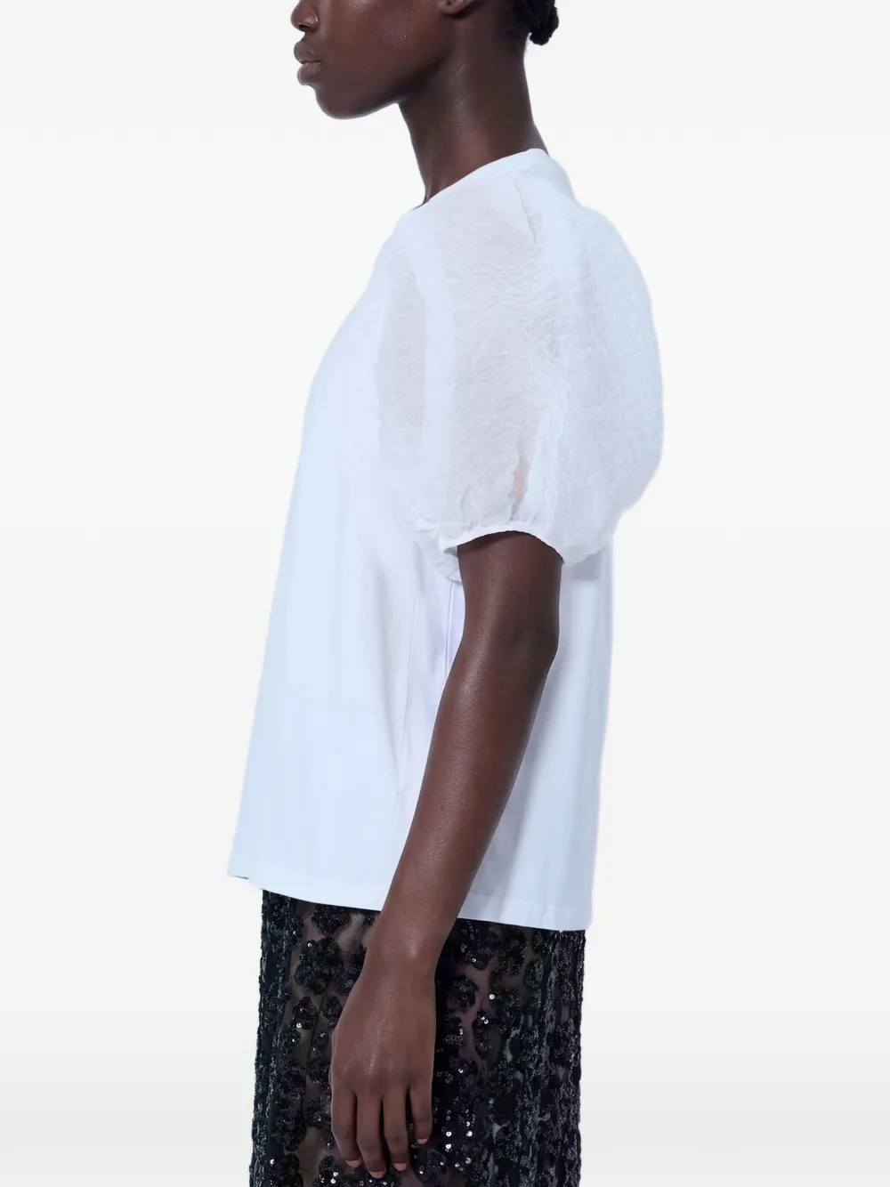 Cecilie Bahnsen Ben sheer-puff-sleeve T-shirt Wit