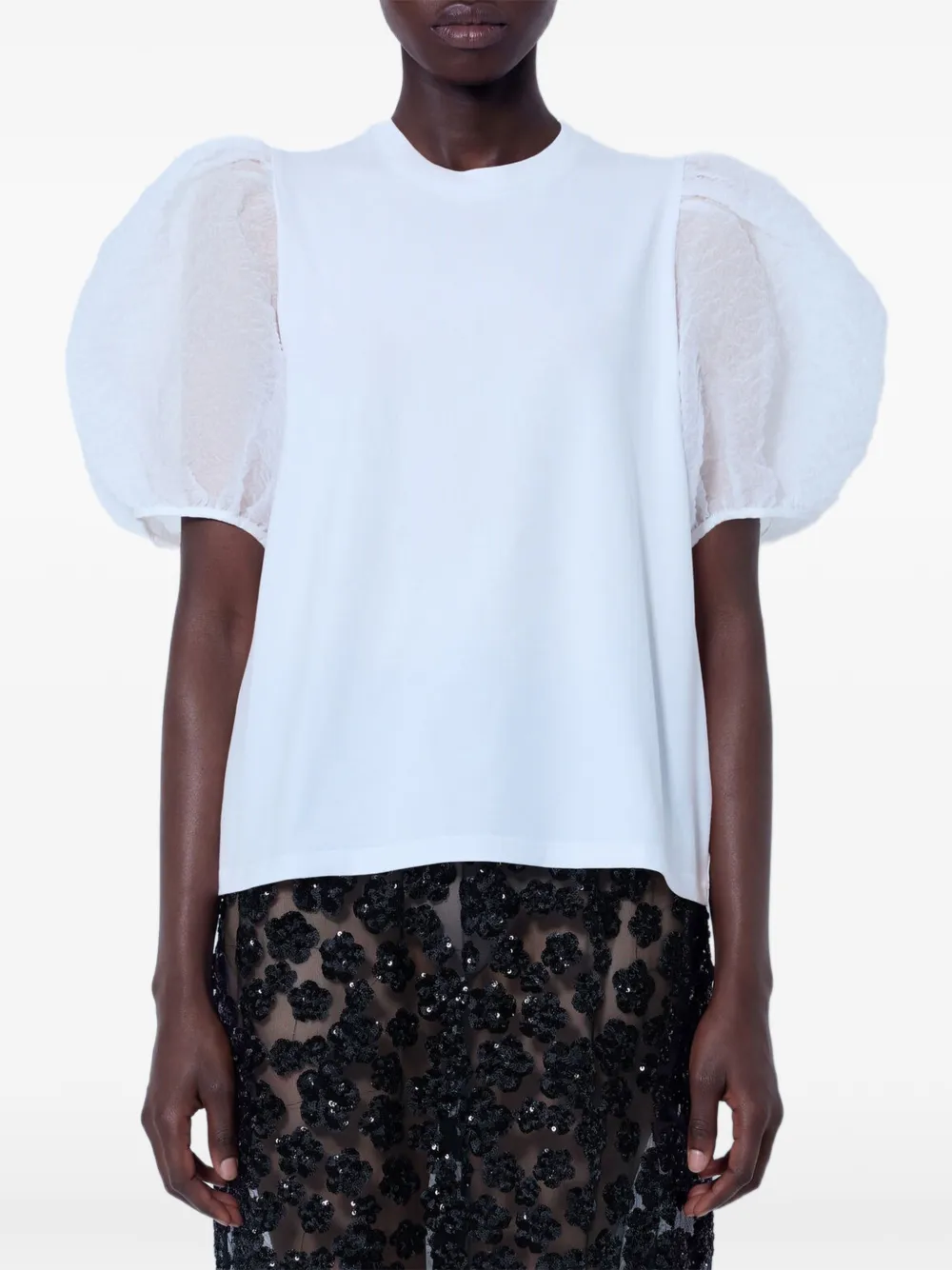 Cecilie Bahnsen Ben sheer-puff-sleeve T-shirt - Weiß