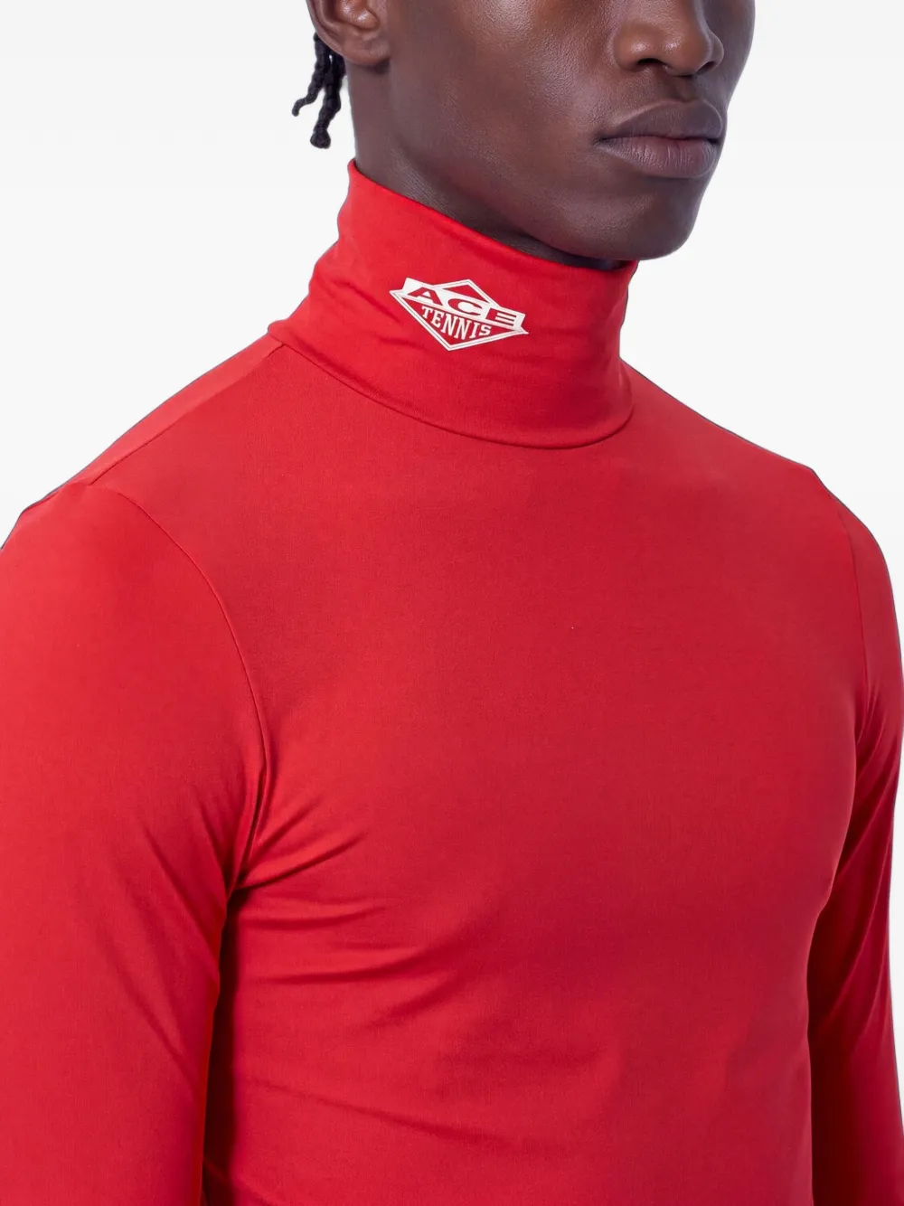 Lacoste Runway high neck printed stretch T-shirt Rood