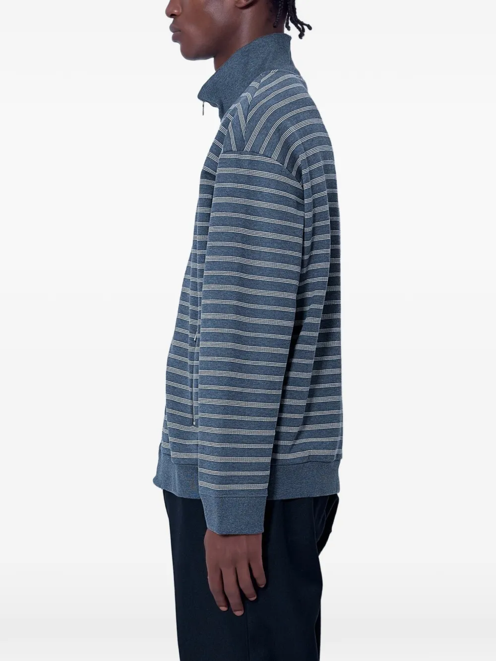 Miu striped cotton fleece jacket Blauw
