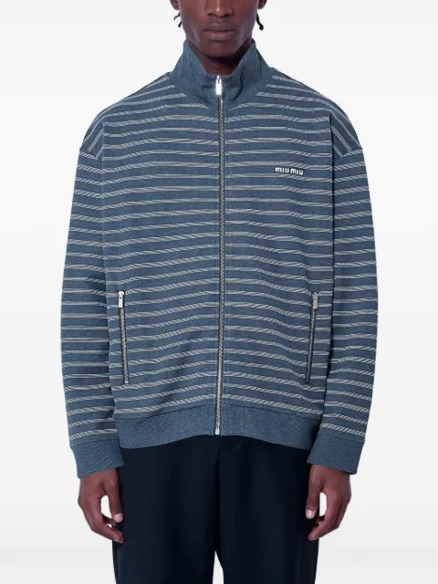 Miu Miu striped cotton fleece jacket