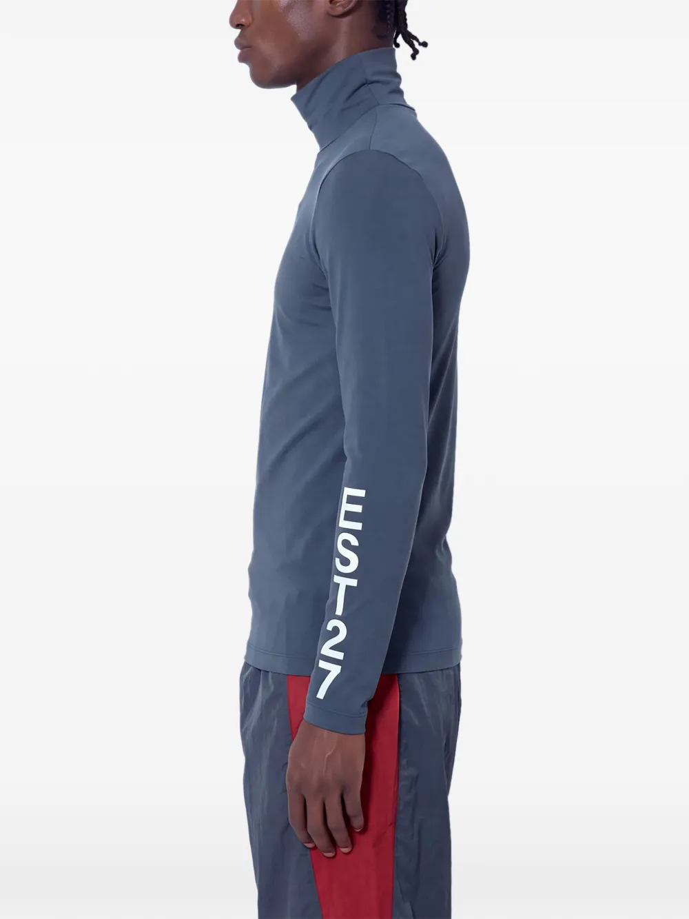 Lacoste runway high neck printed stretch T-shirt Grijs