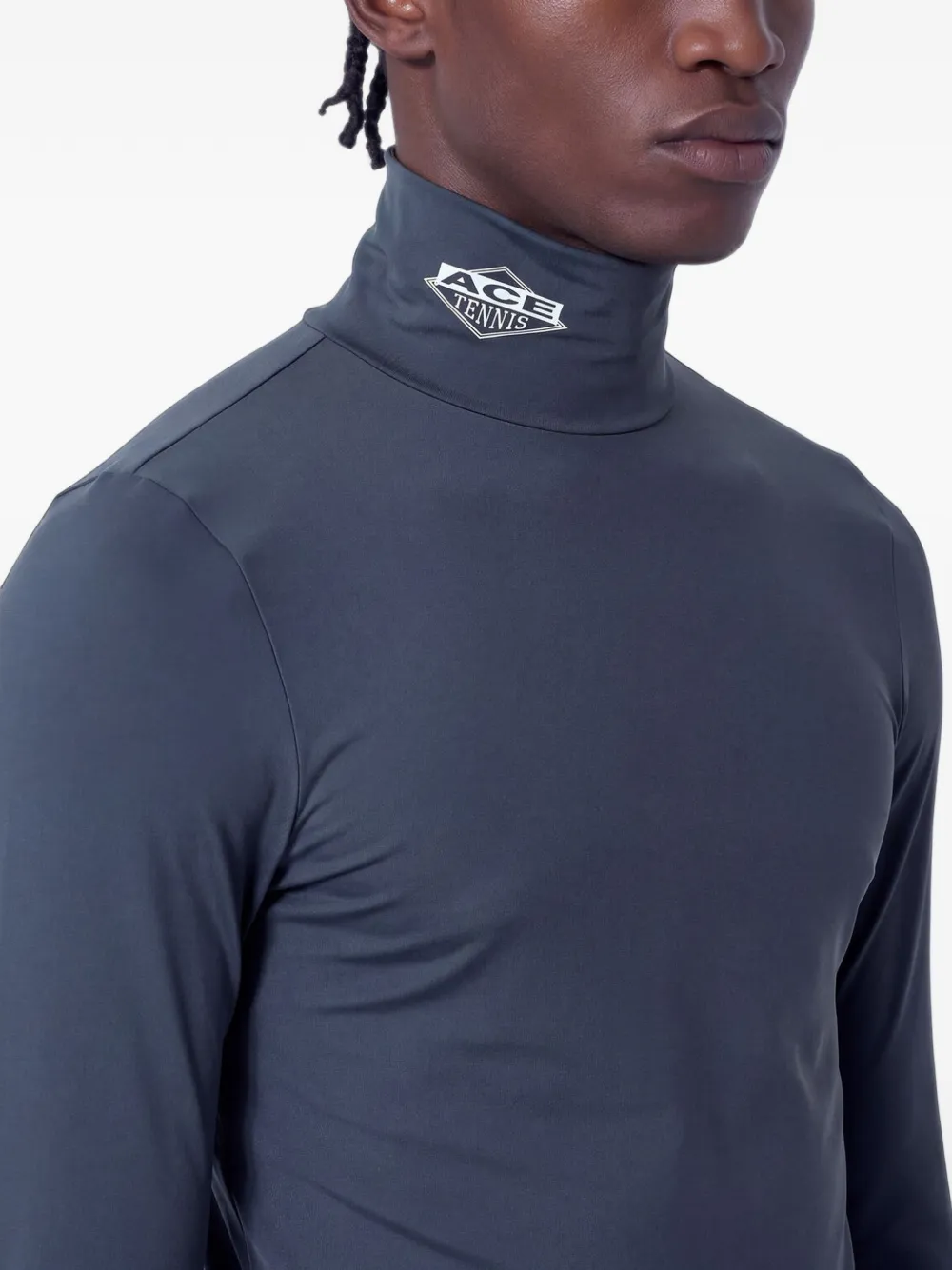Lacoste runway high neck printed stretch T-shirt Grijs