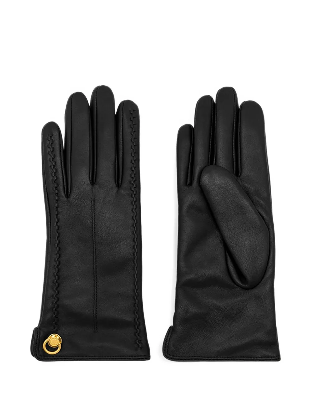 GIANNI CHIARINI whipstitch calf leather gloves Zwart