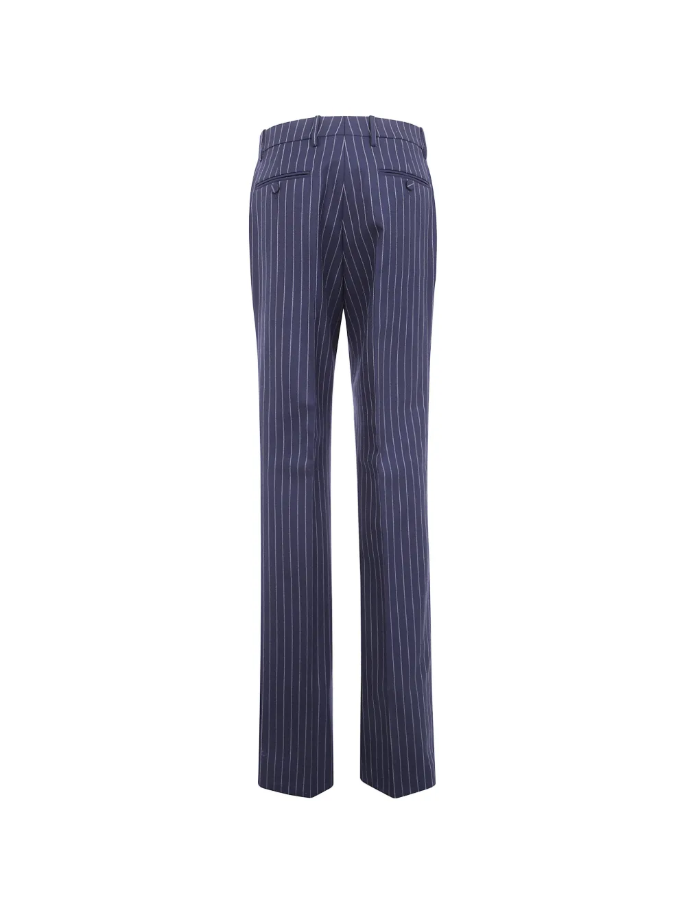 TOM FORD corded-chalk-stripe wool tailored straight boyfriend pants Blauw