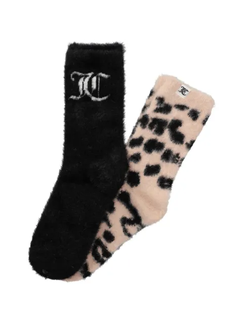 Juicy Couture lot de deux paires de chaussettes à imprimé léopard et logo en intarsia
