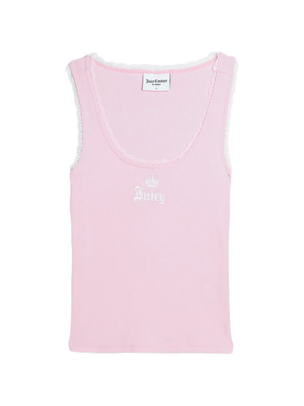 Juicy Couture logo-embroidered lace-trim tank top - Rose Juicy Couture logo-embroidered lace-trim tank top - Rose