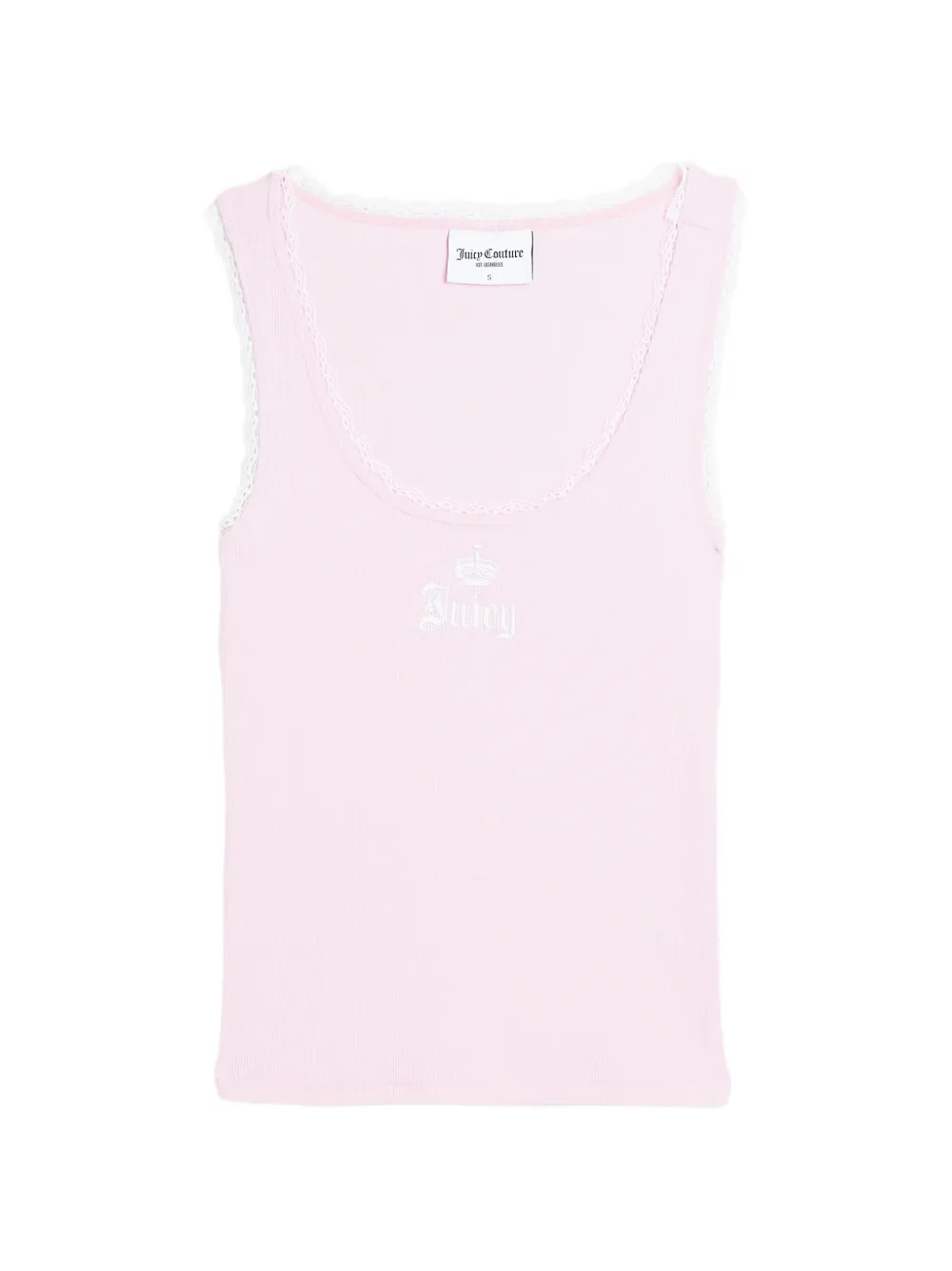 Juicy Couture logo-embroidered lace-trim tank top - Rosa