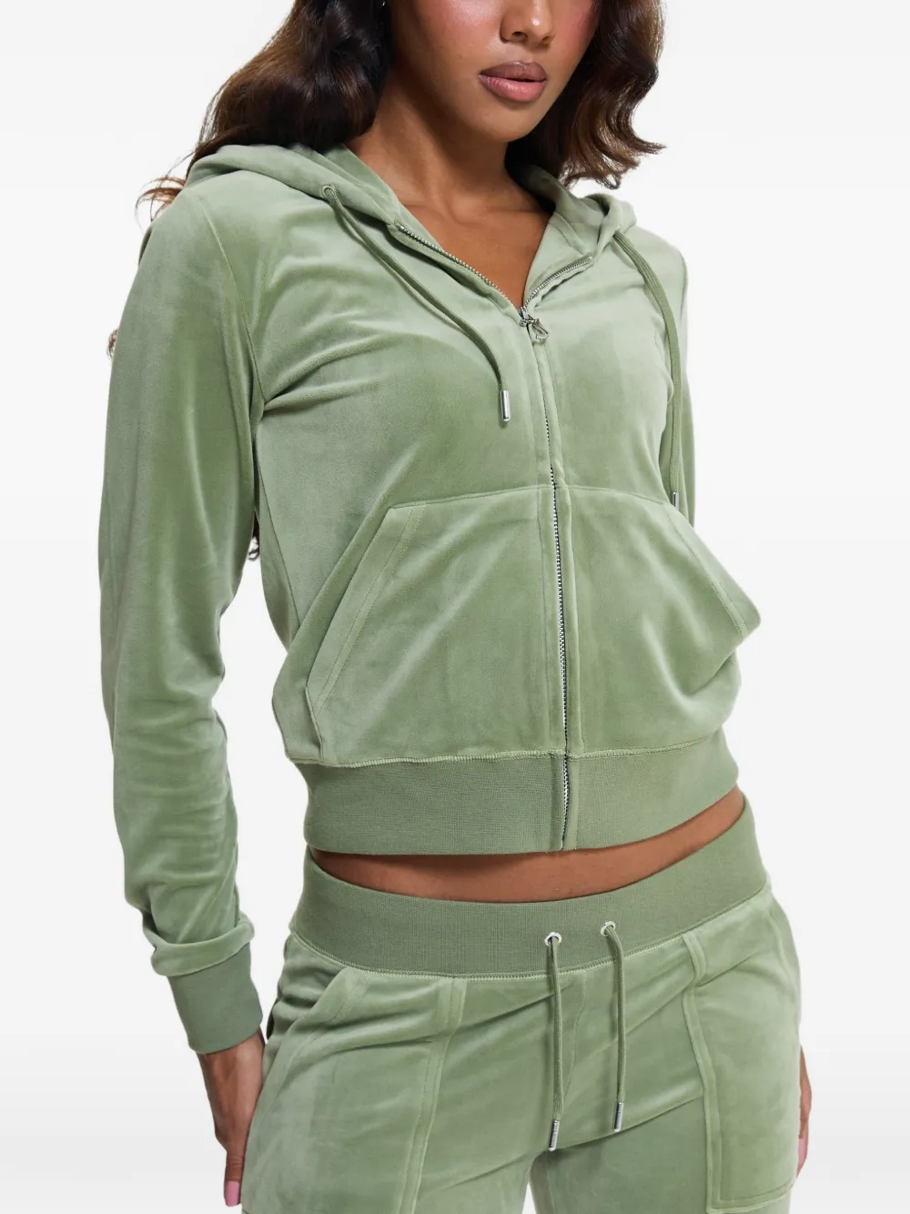 Juicy Couture Robertson fluwelen hoodie met rits Groen