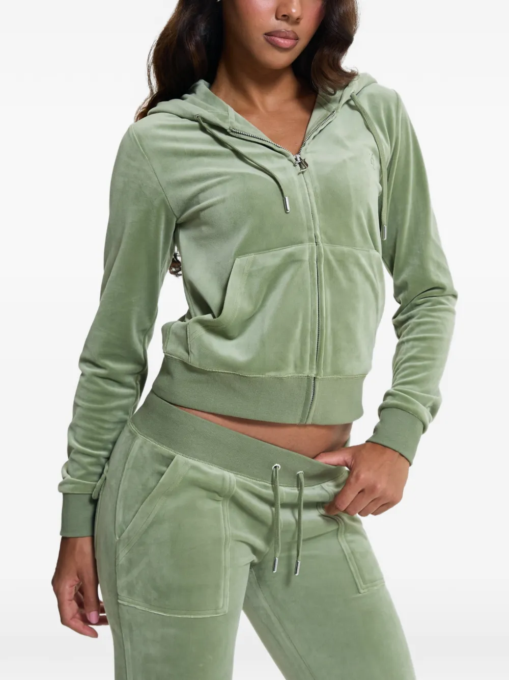 Juicy Couture Robertson fluwelen hoodie met rits Groen