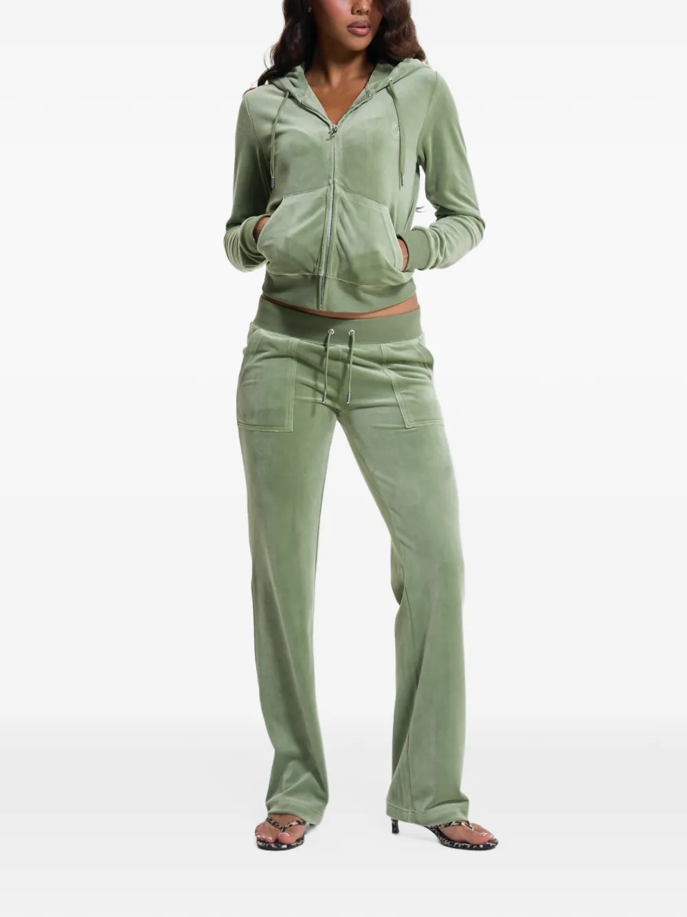 Juicy Couture Robertson fluwelen hoodie met rits Groen