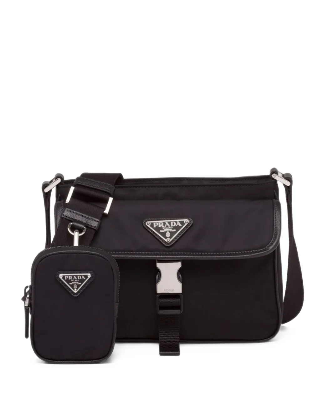 Prada Re-Nylon and Saffiano leather shoulder bag - Nero