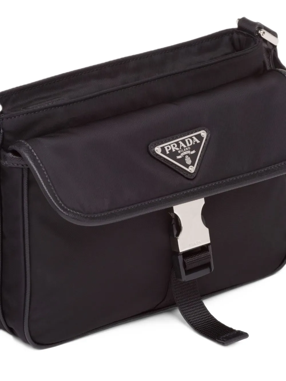 Prada Re-Nylon and Saffiano leather shoulder bag Zwart
