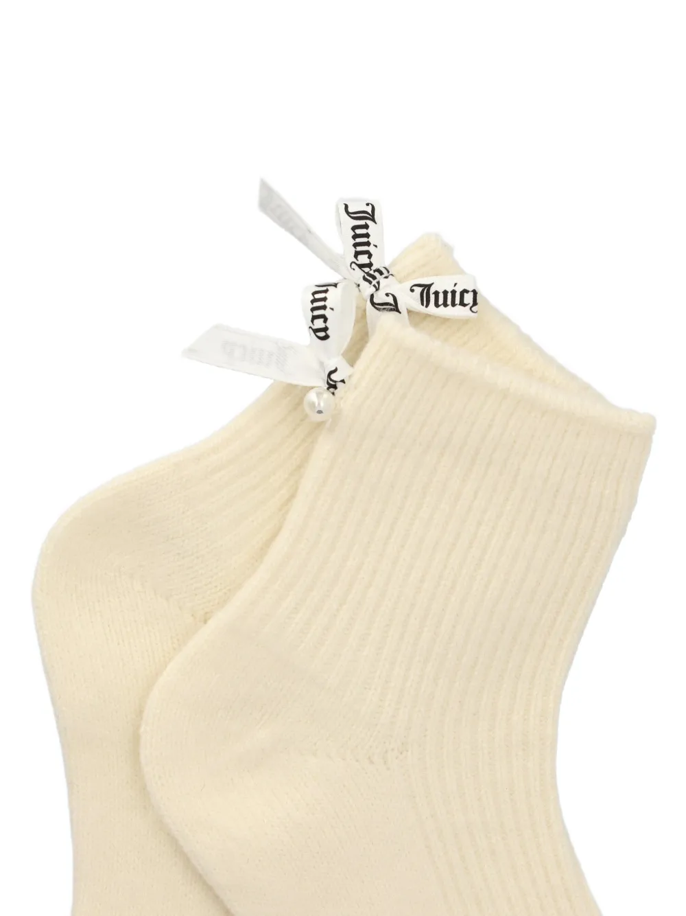 Juicy Couture Sokken met strik verfraaid met parels Beige