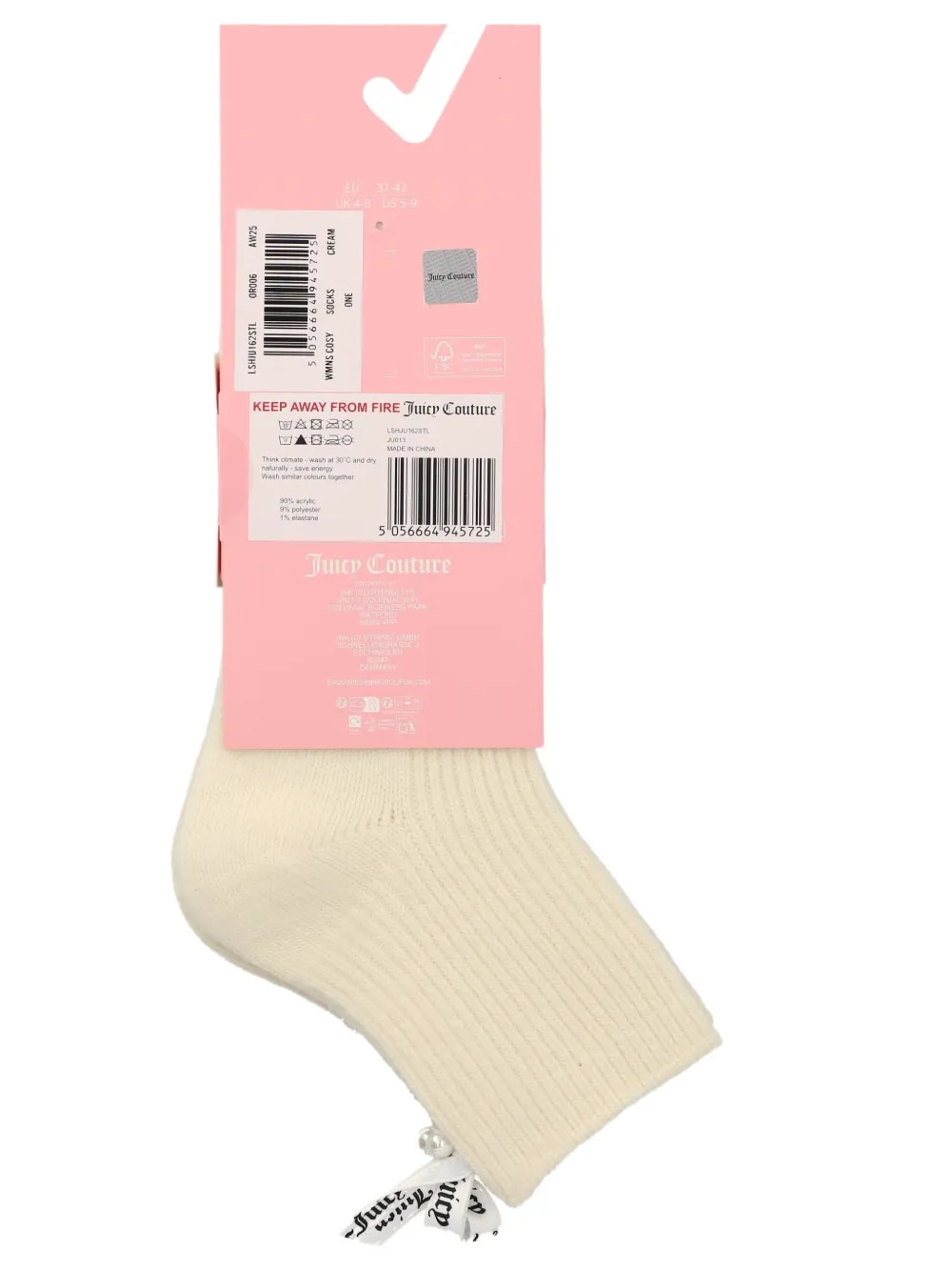 Juicy Couture Sokken met strik verfraaid met parels Beige