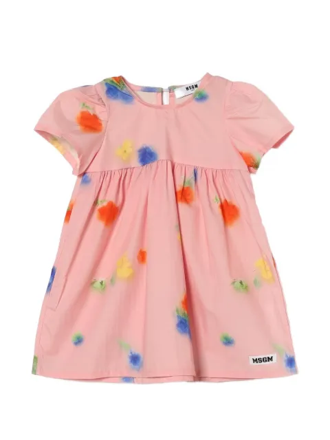 MSGM Kids floral-print puff-sleeve midi dress
