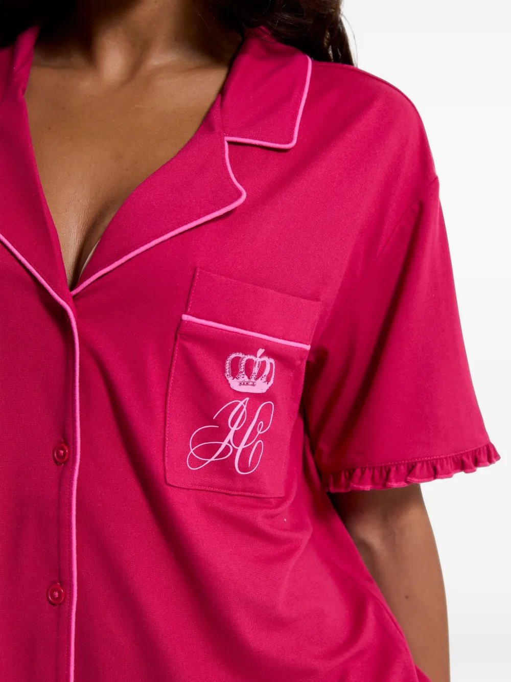 Juicy Couture Pyjama met ruches en logo-print Roze