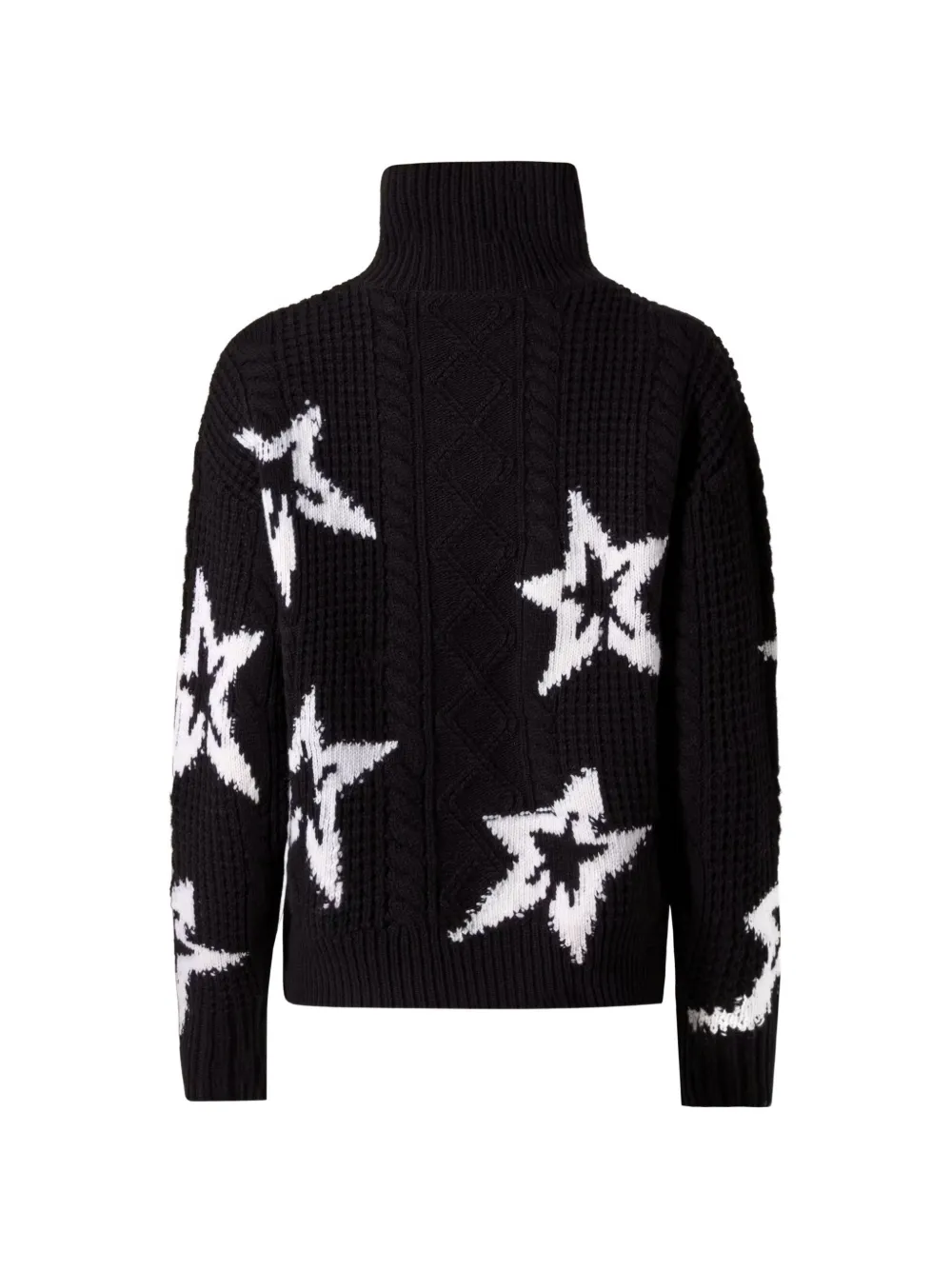Perfect Moment wool cable star turtleneck sweater Zwart
