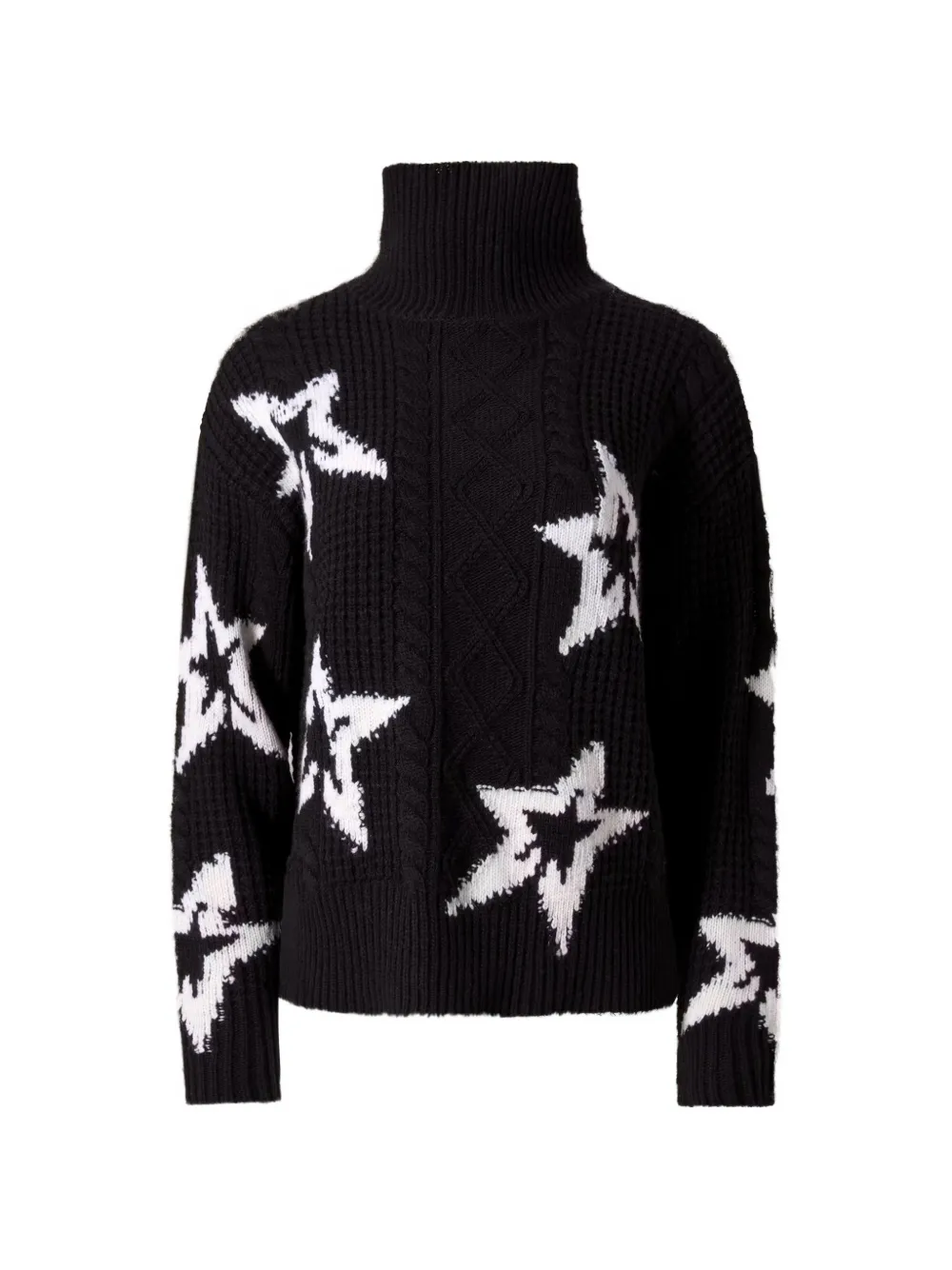 Perfect Moment wool cable star turtleneck sweater – Black