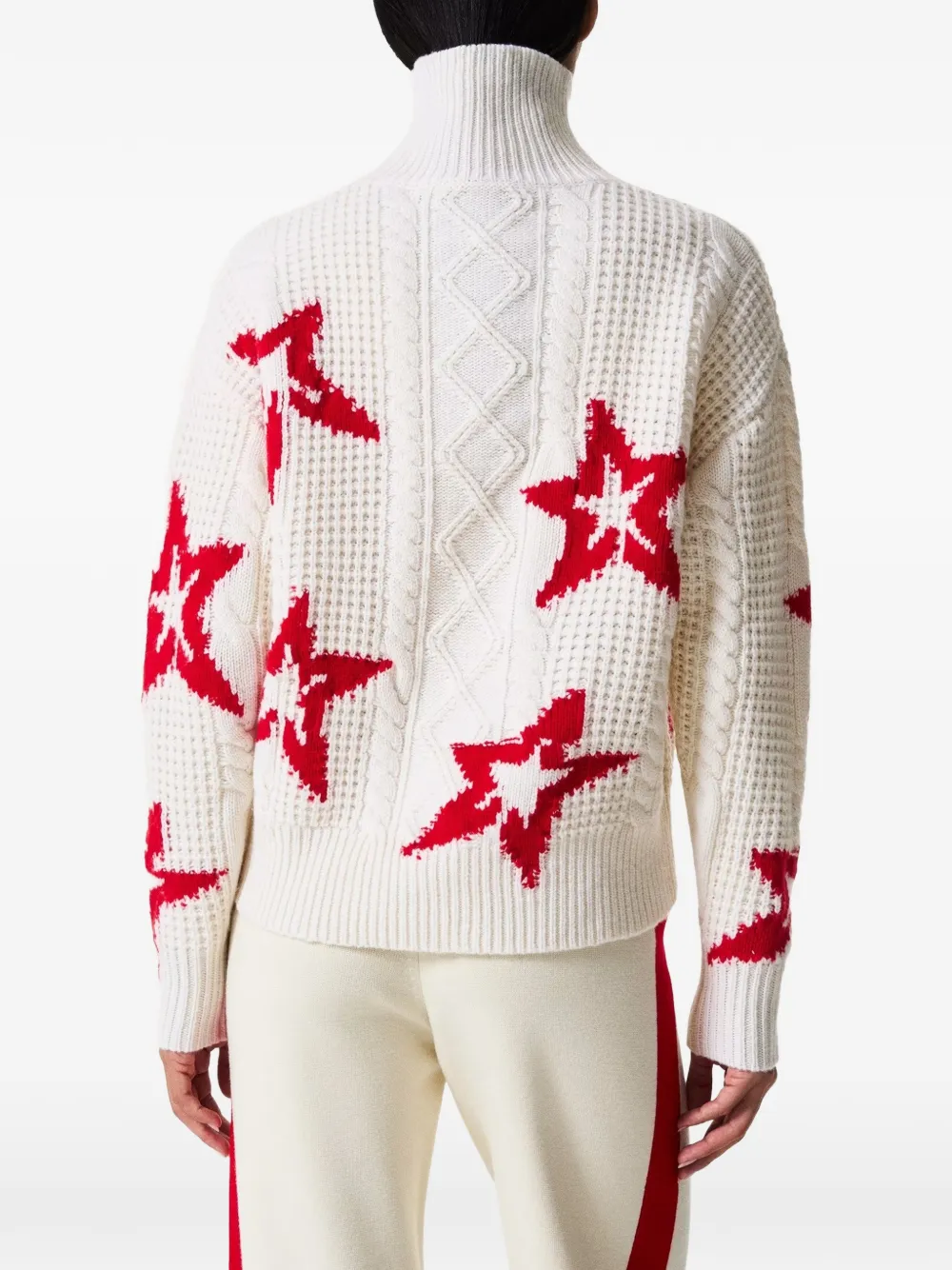 Perfect Moment wool cable star turtleneck sweater Beige