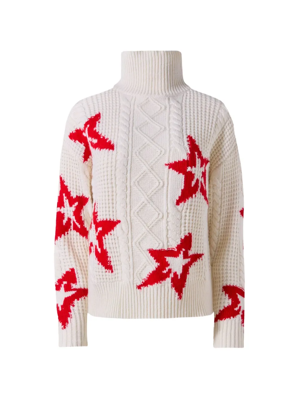 Perfect Moment wool cable star turtleneck sweater Beige