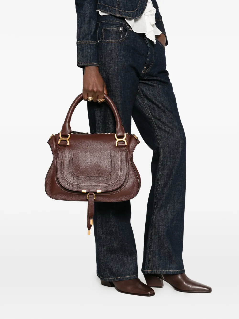 Chloé Marcie leather tote bag Bruin