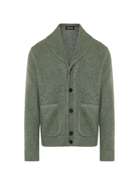 Zegna light green and grey mélange cashmere and wool jacket